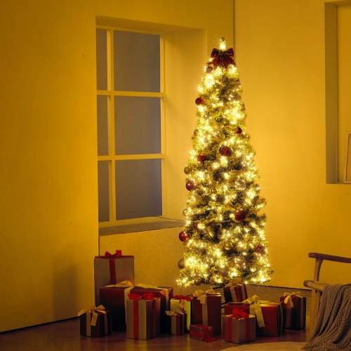 Christmas Tree 65ft Prelit Flocked Artificial Tree Full Holiday Xmas Tree