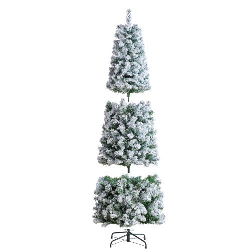 Christmas Tree 65ft Prelit Flocked Artificial Tree Full Holiday Xmas Tree