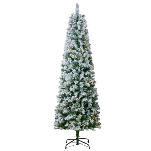 Christmas Tree 65ft Prelit Flocked Artificial Tree Full Holiday Xmas Tree