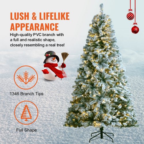Christmas Tree 75ft Prelit Flocked Artificial Tree Full Holiday Xmas Tree