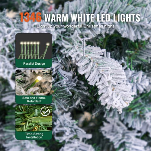 Christmas Tree 75ft Prelit Flocked Artificial Tree Full Holiday Xmas Tree