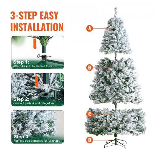 Christmas Tree 75ft Prelit Flocked Artificial Tree Full Holiday Xmas Tree