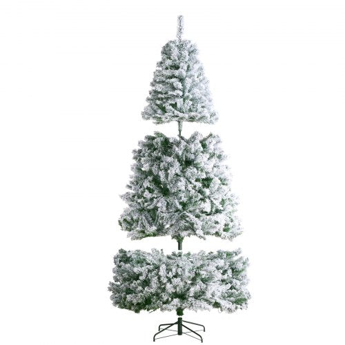 Christmas Tree 75ft Prelit Flocked Artificial Tree Full Holiday Xmas Tree