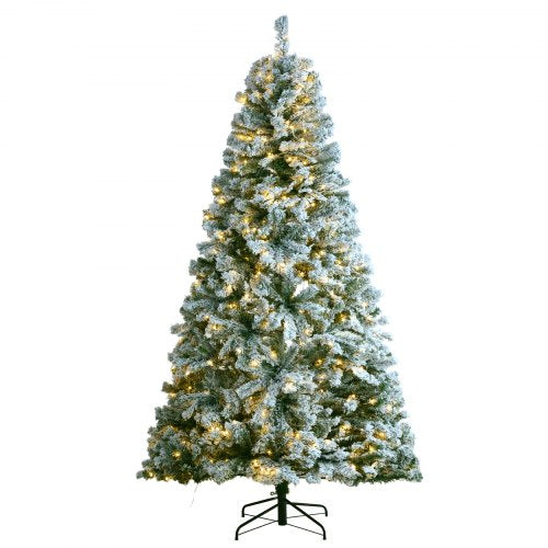 Christmas Tree 75ft Prelit Flocked Artificial Tree Full Holiday Xmas Tree