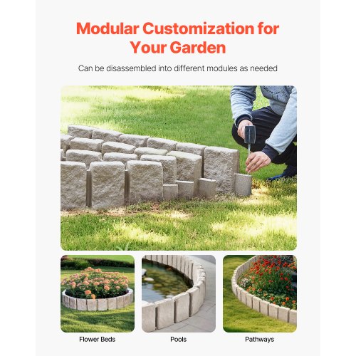 Faux Stone Landscape Edging 472 x 9 in Realistic Lawn Edging Flexible