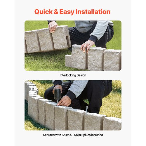 Faux Stone Landscape Edging 472 x 9 in Realistic Lawn Edging Flexible