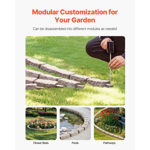 Faux Stone Landscape Edging 464 x 2.2 in Realistic Lawn Edging Flexible