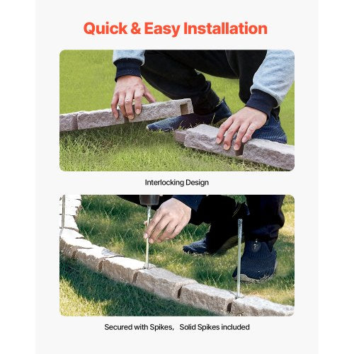Faux Stone Landscape Edging 464 x 2.2 in Realistic Lawn Edging Flexible