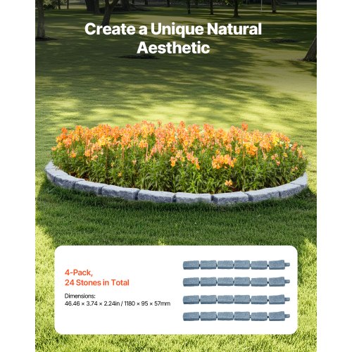 Faux Stone Landscape Edging 46.4 x 2.2 in Realistic Lawn Edging Flexible