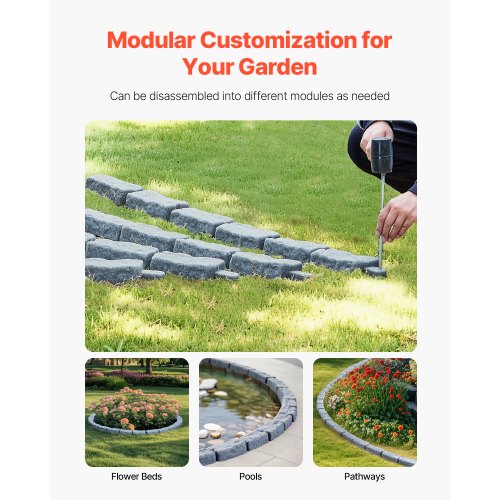 Faux Stone Landscape Edging 46.4 x 2.2 in Realistic Lawn Edging Flexible