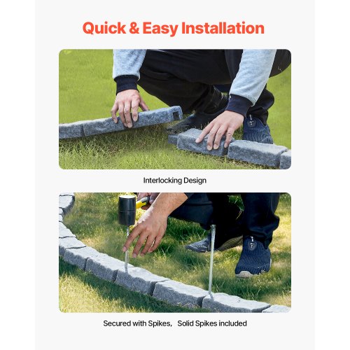 Faux Stone Landscape Edging 46.4 x 2.2 in Realistic Lawn Edging Flexible