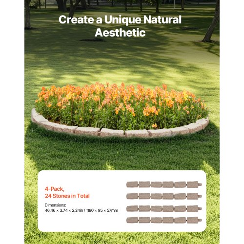 Faux Stone Landscape Edging 464 x 2.2 in Realistic Lawn Edging Flexible 1