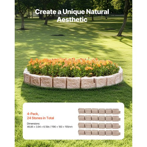 Faux Stone Landscape Edging 468 x 3.9 in Realistic Lawn Edging Flexible