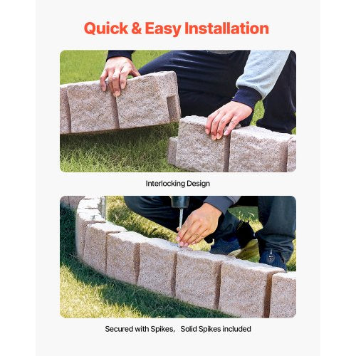 Faux Stone Landscape Edging 468 x 3.9 in Realistic Lawn Edging Flexible
