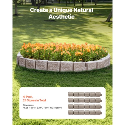 Faux Stone Landscape Edging 468 x 3.9 in Realistic Lawn Edging Flexible