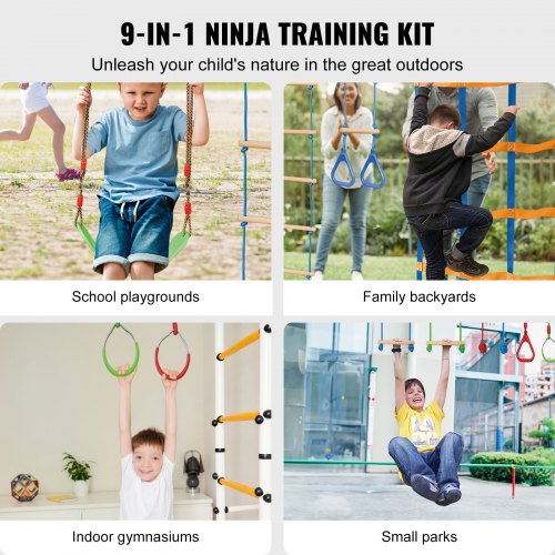 Ninja Warrior Obstacle Course for Kids 2 x 50 ft Weatherproof Slacklines