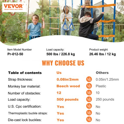 Ninja Warrior Obstacle Course for Kids 2 x 50 ft Weatherproof Slacklines