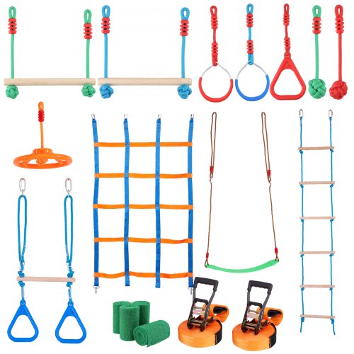 Ninja Warrior Obstacle Course for Kids 2 x 50 ft Weatherproof Slacklines