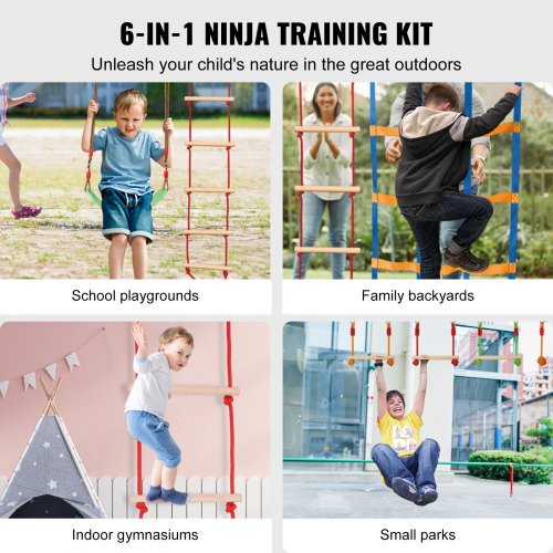 Ninja Warrior Obstacle Course for Kids 2 x 50 ft Weatherproof Slacklines