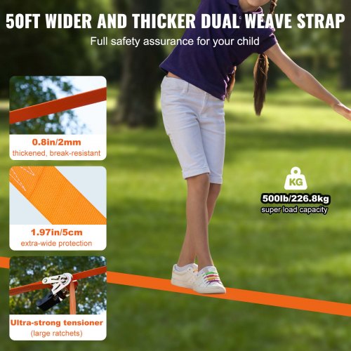 Ninja Warrior Obstacle Course for Kids 2 x 50 ft Weatherproof Slacklines