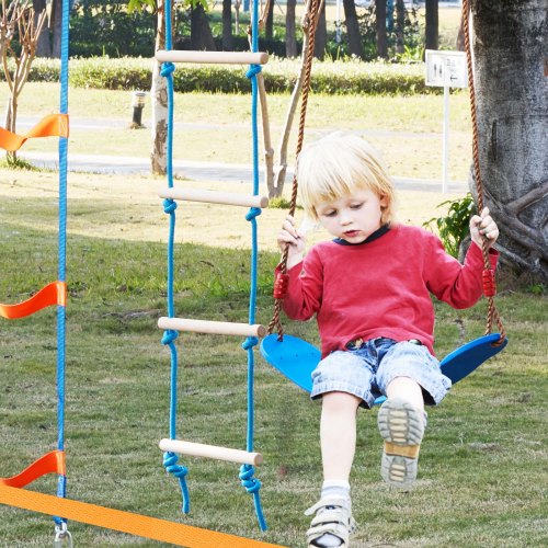 Ninja Warrior Obstacle Course for Kids 2 x 56 ft Weatherproof Slacklines