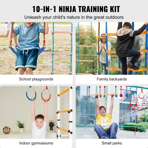 Ninja Warrior Obstacle Course for Kids 2 x 60 ft Weatherproof Slacklines