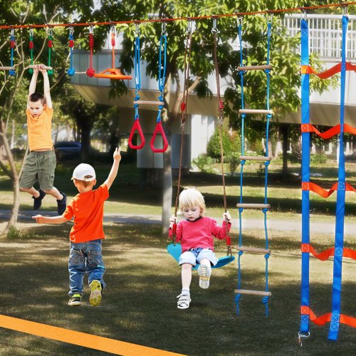 Ninja Warrior Obstacle Course for Kids 2 x 60 ft Weatherproof Slacklines