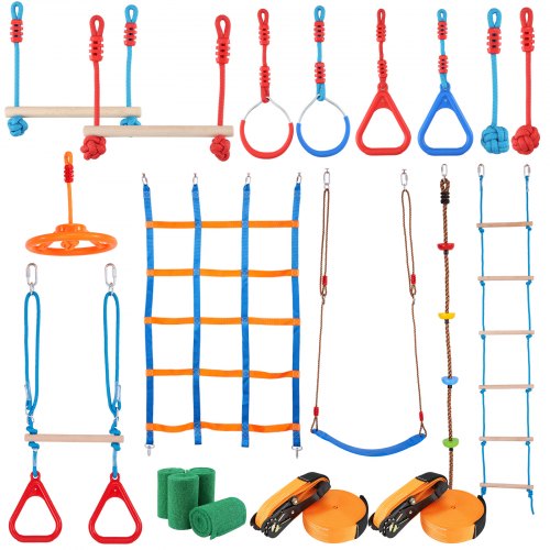 Ninja Warrior Obstacle Course for Kids 2 x 60 ft Weatherproof Slacklines