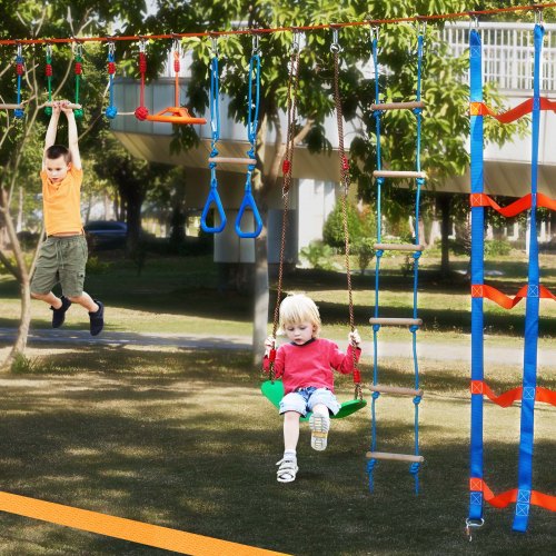 Ninja Warrior Obstacle Course for Kids 2 x 65 ft Weatherproof Slacklines