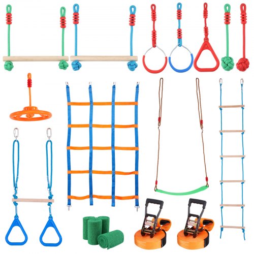 Ninja Warrior Obstacle Course for Kids 2 x 65 ft Weatherproof Slacklines