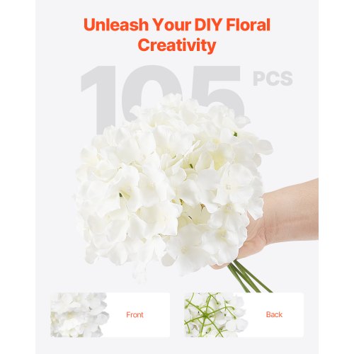 Artificial Flowers 105 pcs Real Looking White Silk Fake Hydrangea Bulk