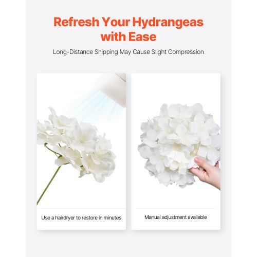 Artificial Flowers 105 pcs Real Looking White Silk Fake Hydrangea Bulk