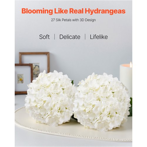 Artificial Flowers 205 pcs Real Looking White Silk Fake Hydrangea Bulk