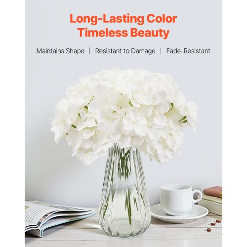 Artificial Flowers 305 pcs Real Looking White Silk Fake Hydrangea Bulk
