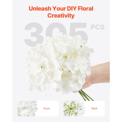 Artificial Flowers 305 pcs Real Looking White Silk Fake Hydrangea Bulk