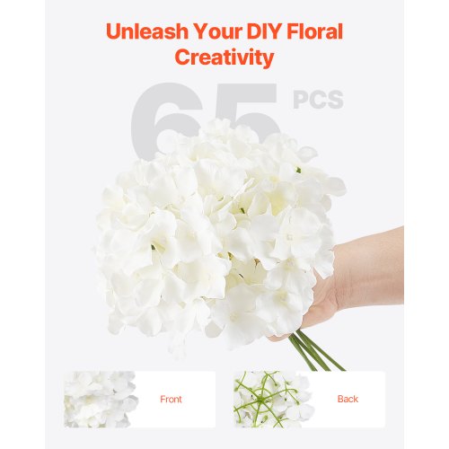Artificial Flowers 65 pcs Real Looking White Silk Fake Hydrangea Bulk