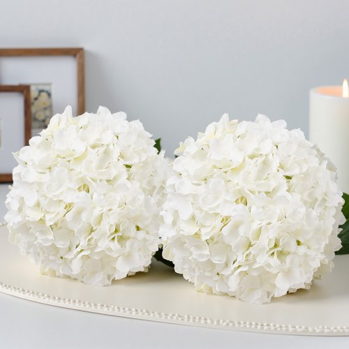 Artificial Flowers 65 pcs Real Looking White Silk Fake Hydrangea Bulk