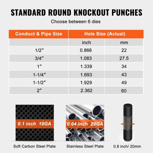 Hydraulic Knockout Punch Kit 10 Ton 12 to 2 Conduit Hole Cutter Set KO