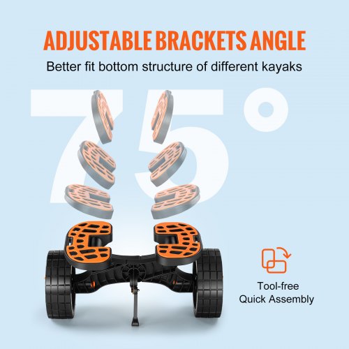Heavy Duty Kayak Cart 320lbs Load Capacity Detachable Canoe Trolley Cart