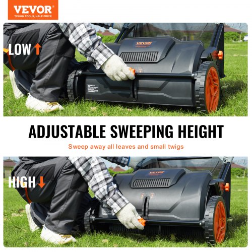 Push Lawn Sweeper 21inch Leaf Grass Collector Strong Plastic Wheels