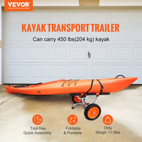 Heavy Duty Kayak Cart 450lbs Load Capacity Detachable Canoe Trolley Cart