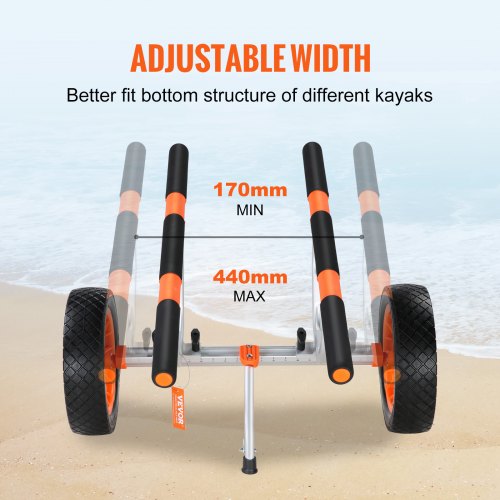 Heavy Duty Kayak Cart 450lbs Load Capacity Detachable Canoe Trolley Cart