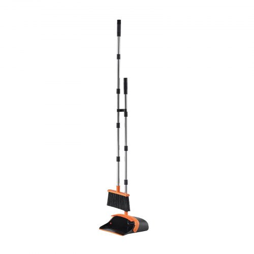 Broom and Dustpan Set Heavy Duty Dustpan and Broom Combo with SelfCleaning