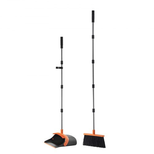 Broom and Dustpan Set Heavy Duty Dustpan and Broom Combo with SelfCleaning