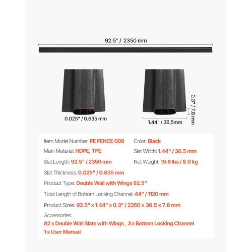 Bottom Locking Privacy Slats DoubleWall Vertical BottomLocking Slats with Wings