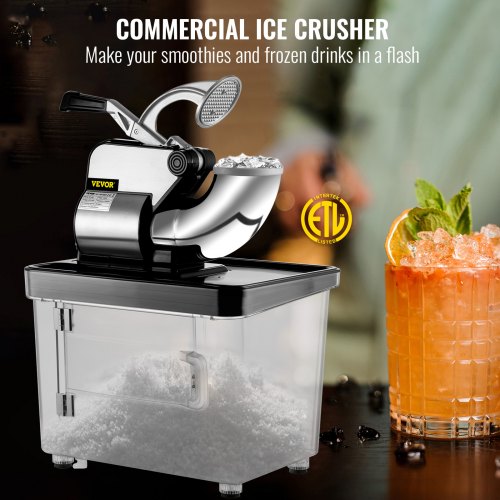 110V Commercial Ice Crusher 440LBSH ETL Approved 300W Electric Snow Cone