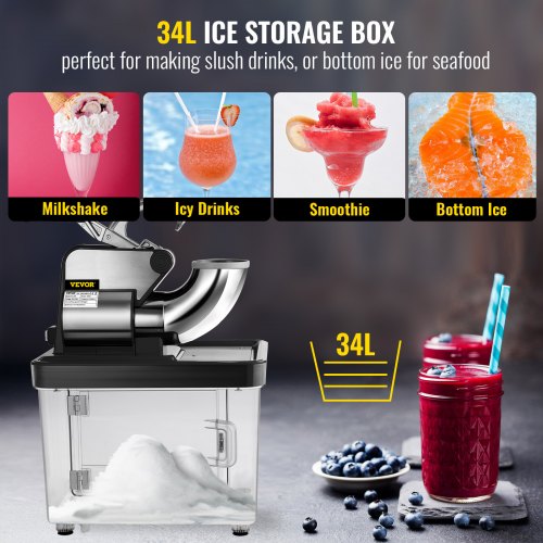 110V Commercial Ice Crusher 440LBSH ETL Approved 300W Electric Snow Cone