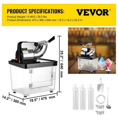 110V Commercial Ice Crusher 440LBSH ETL Approved 300W Electric Snow Cone