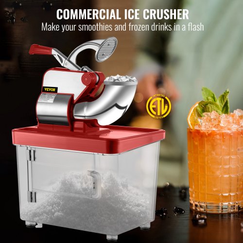 110V Commercial Ice Crusher 440LBSH ETL Approved 300W Electric Snow Cone