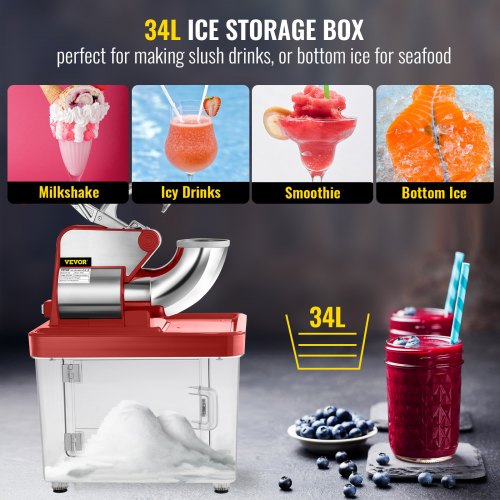 110V Commercial Ice Crusher 440LBSH ETL Approved 300W Electric Snow Cone